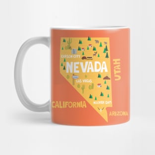 Nevada State USA Illustrated Map Mug